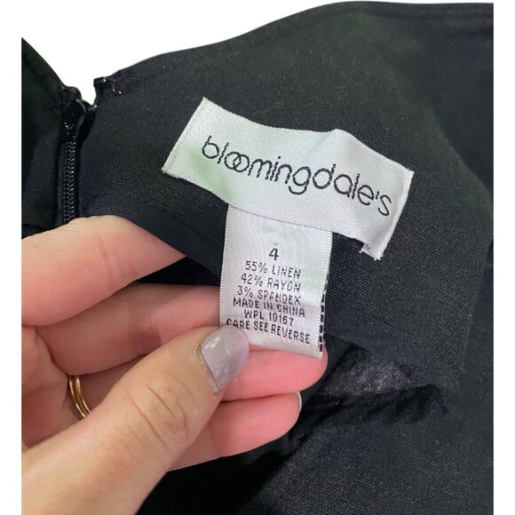 Bloomingdale's Black Linen Sheath Dress Wrap V Neck Sleeveless - Picture 5 of 5